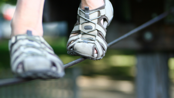 Walking across a tightrope