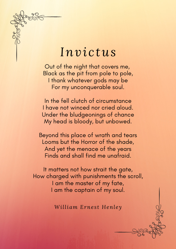 Invictus poem by William Ernest Henley