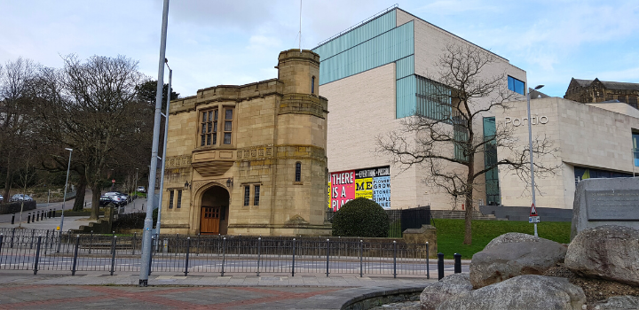 Bangor university gatehouse with modern extension